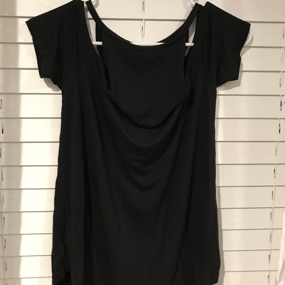 Black Open Shoulder T-shirt
